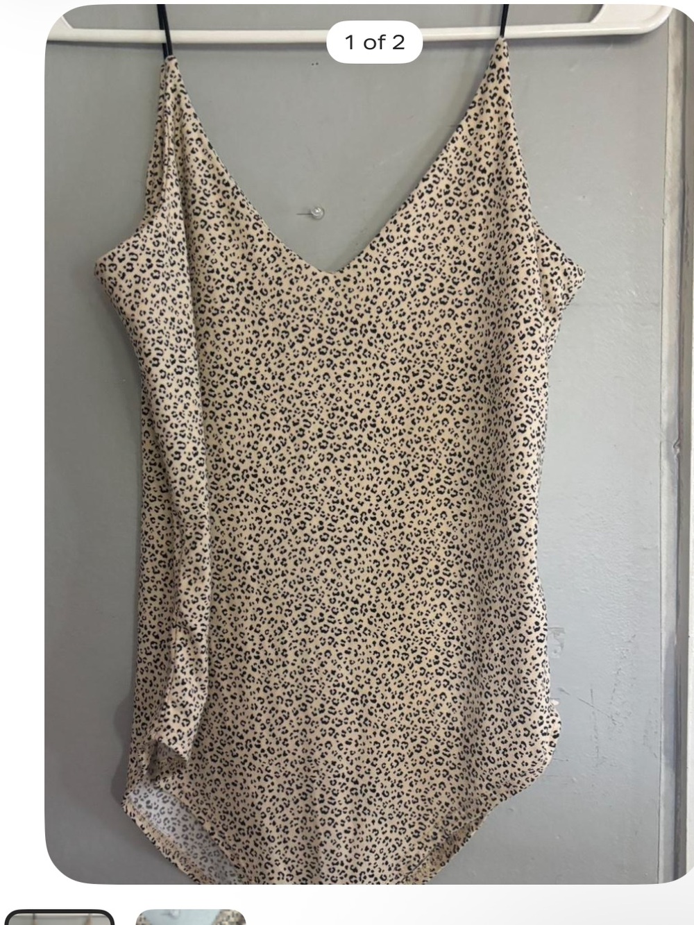 gaze Beige Leopard Print V-Neck Bodysuit